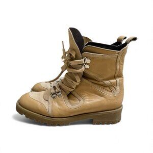 Anthropologie Tan Leather Hiker Combat Boots Made in Spain Size 36 (US 6)